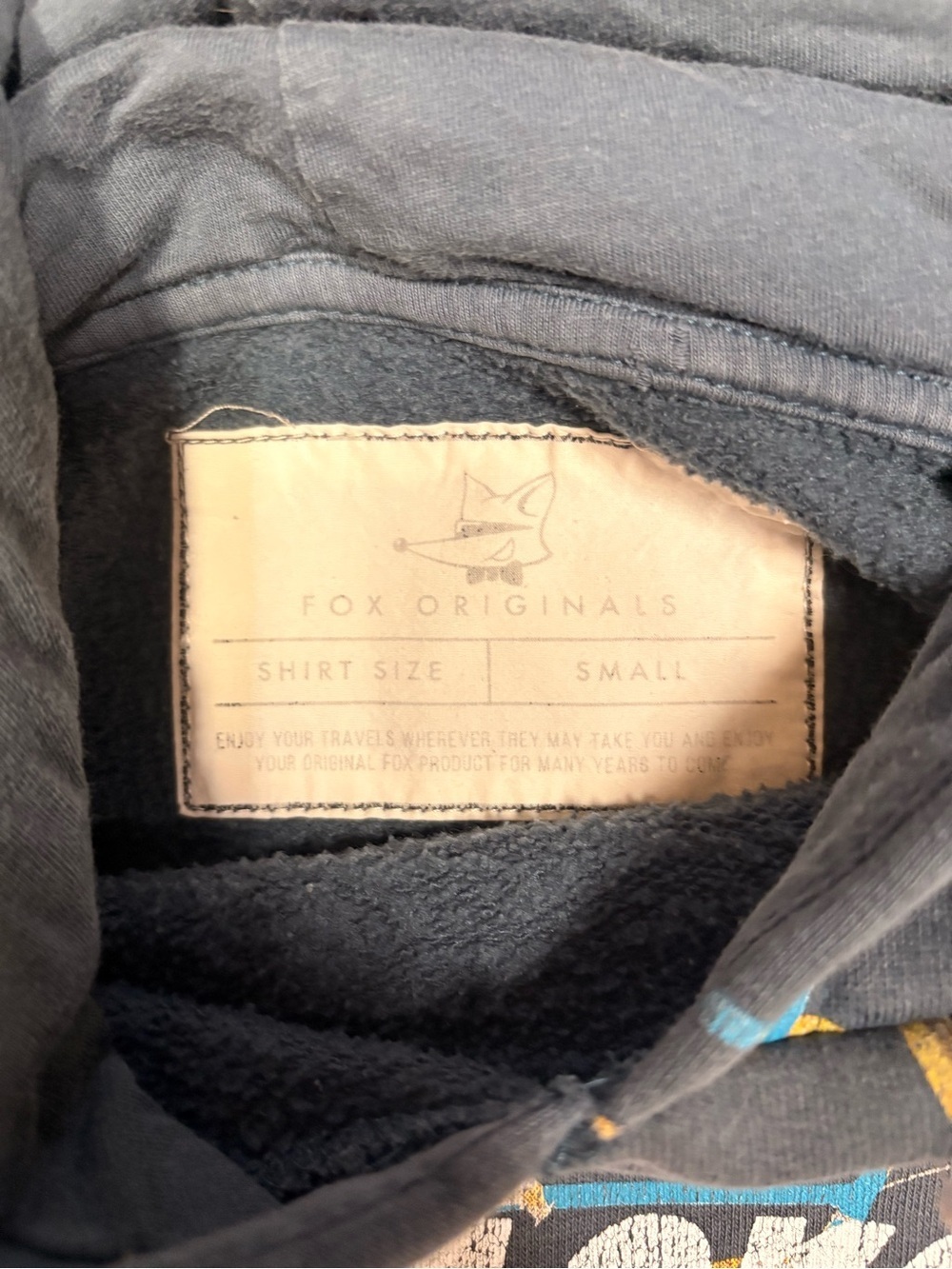 Fox -Adult unisex Hoodie- navy and Yellow - size SM - Picture 3 of 4